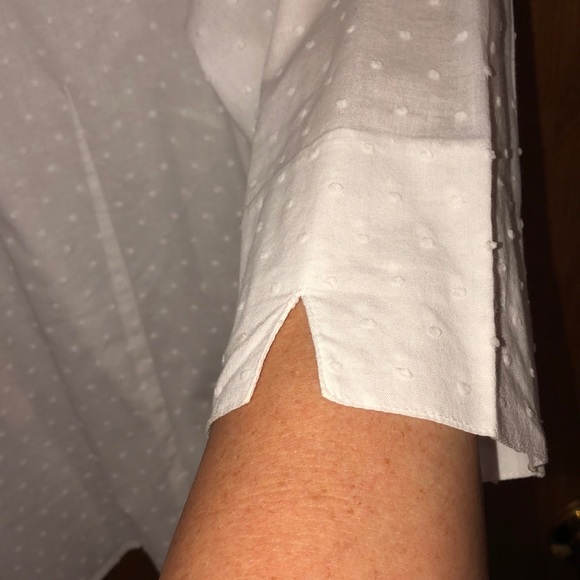 EUC C•L•C Brand White dotted Swiss 3/4 sleeve - Picture 4 of 7